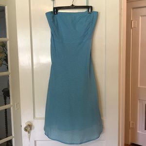 J. Crew Strapless Swiss Dot Blue Dress. Size 10.